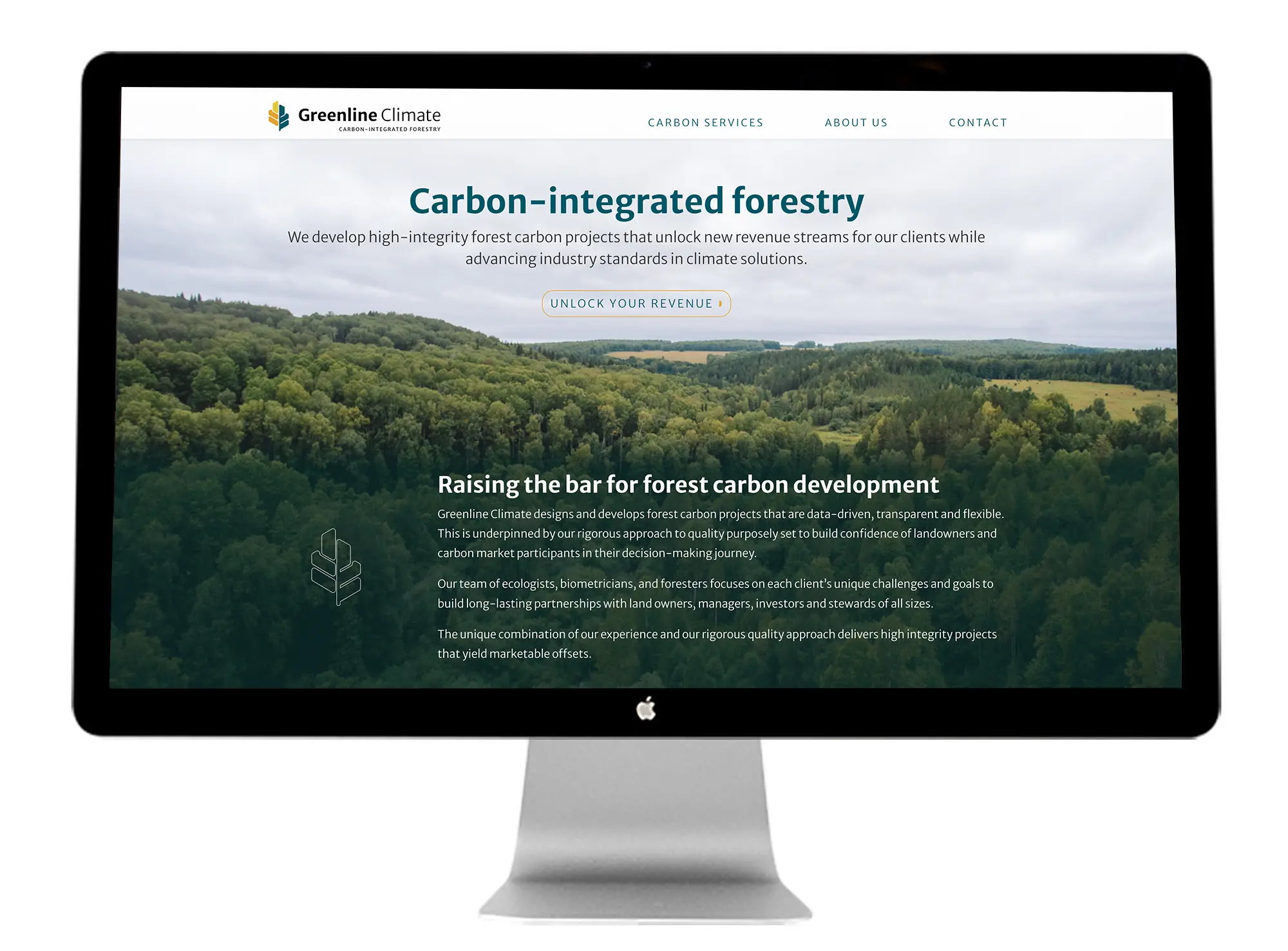 GRE-Website-Mockup A computer displaying the Greenline Climate website.